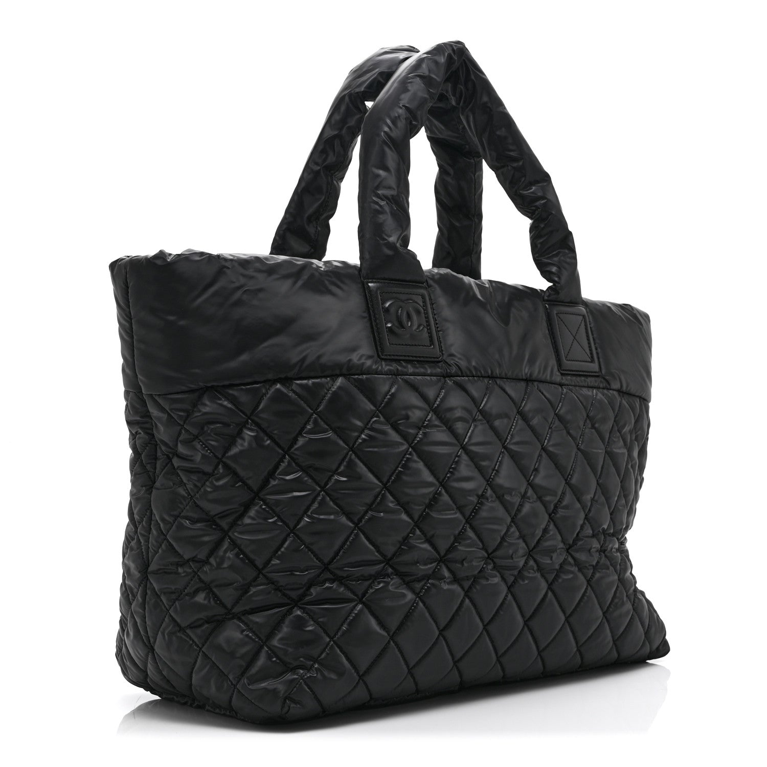 Nylon Quilted Large Coco Cocoon Tote Black