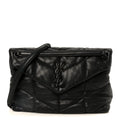 Lambskin Quilted Monogram Monochrome Medium Loulou Puffer Chain Satchel Black