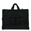X UGG Suede Shearling Large Shopping Bag Black