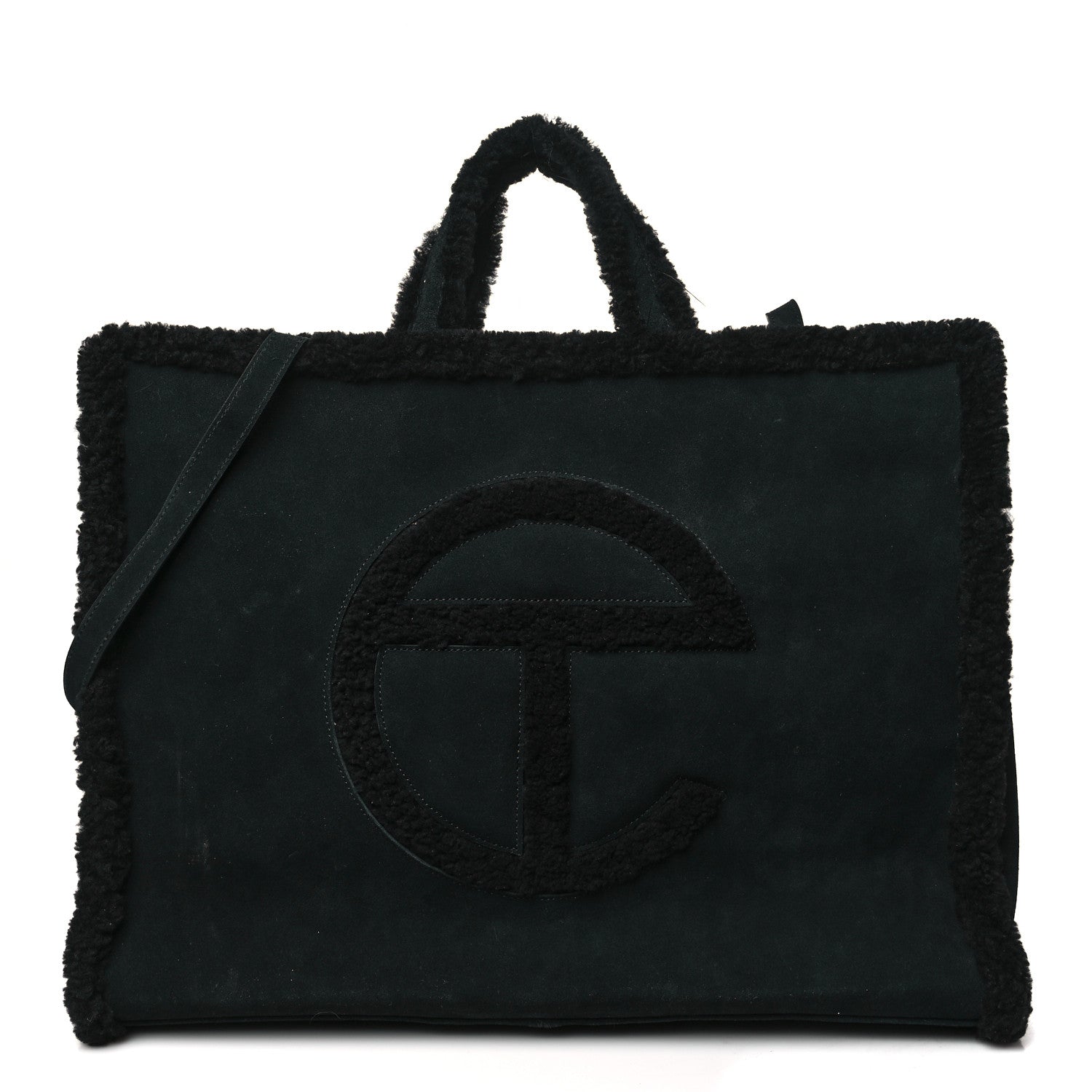 X UGG Suede Shearling Large Shopping Bag Black