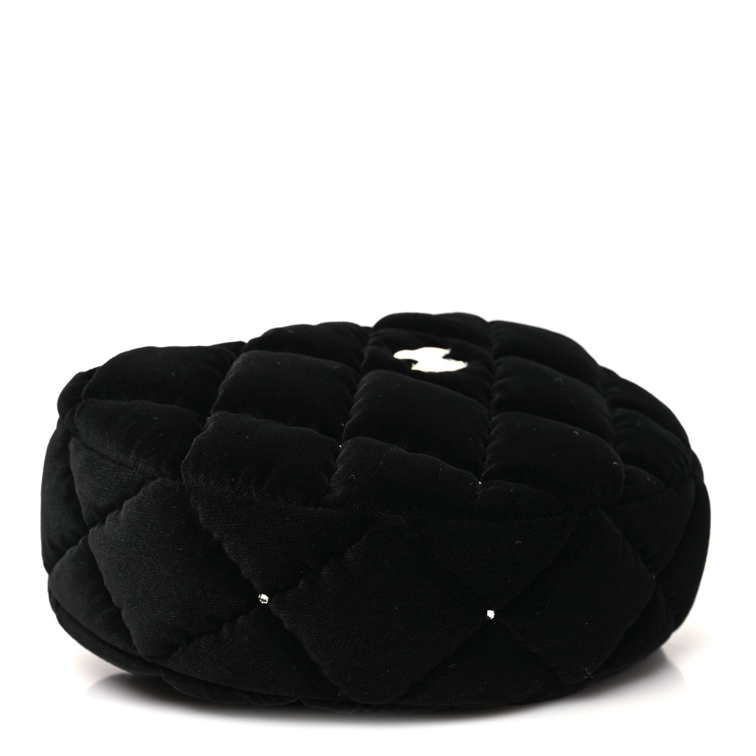 Velvet Diamanté Quilted Pocket Pouch Hobo Black