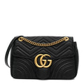 Calfskin Matelasse Medium GG Marmont Shoulder Bag Black