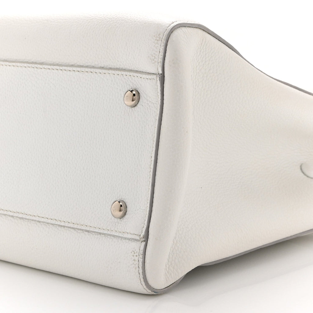 Grained Calfskin Small Neo Executive Shopper Tote White