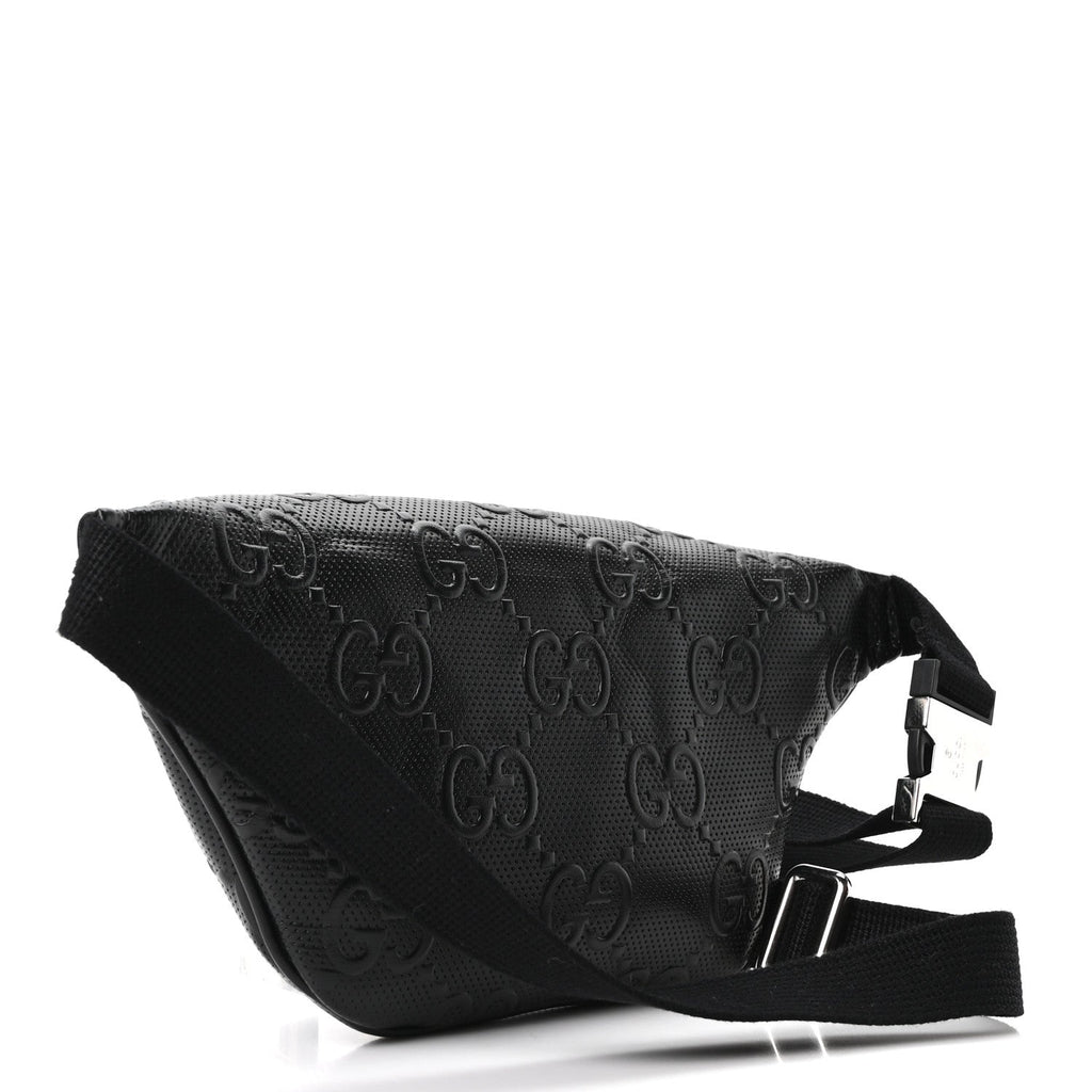Calfskin GG Tennis Embossed Belt Bag Black