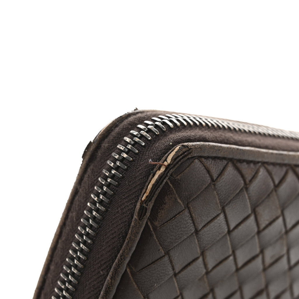 Nappa Intrecciato Zip Around Wallet Ebano