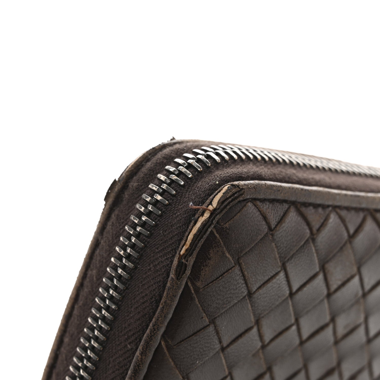 Nappa Intrecciato Zip Around Wallet Ebano