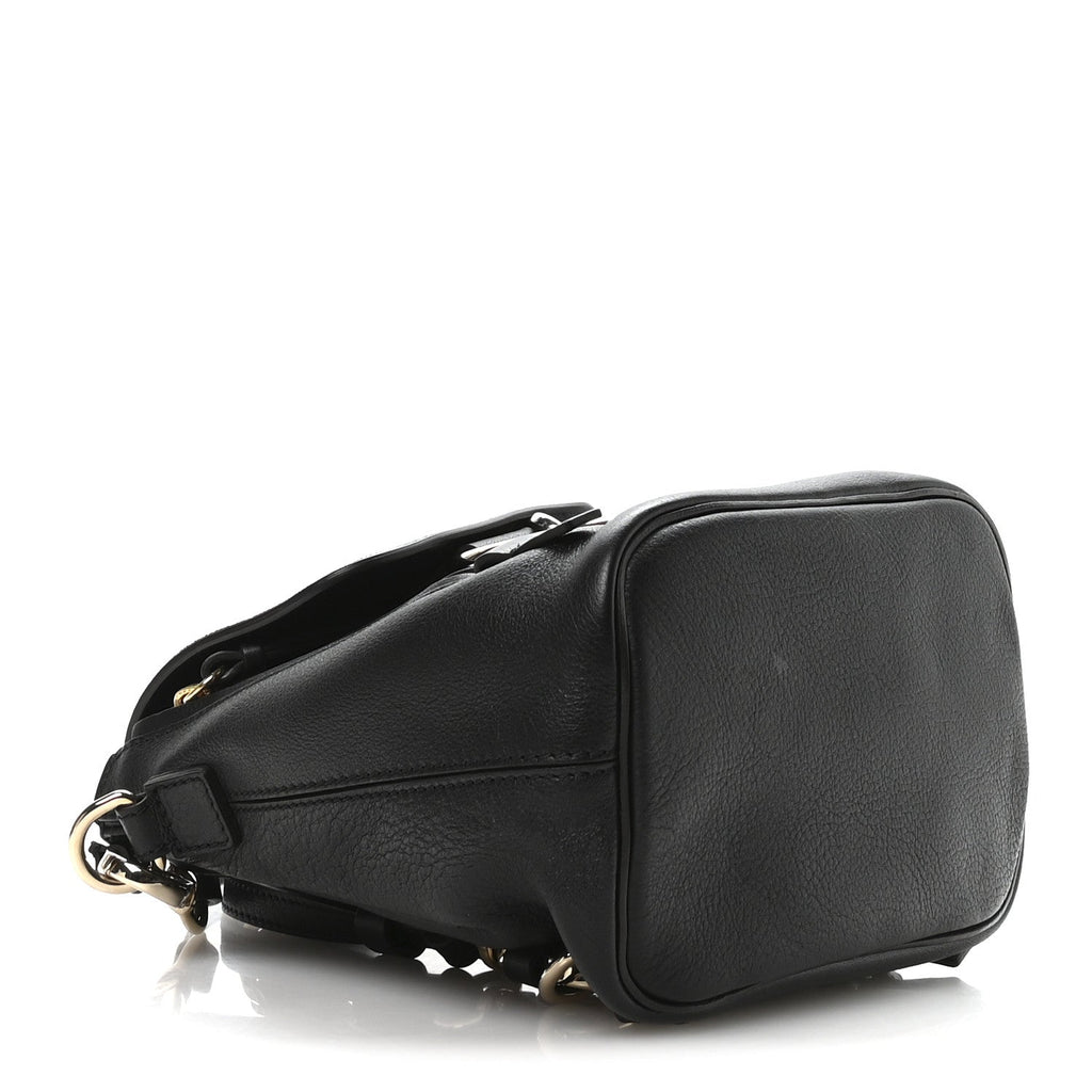 Suede Calfskin Mini Faye Backpack Black