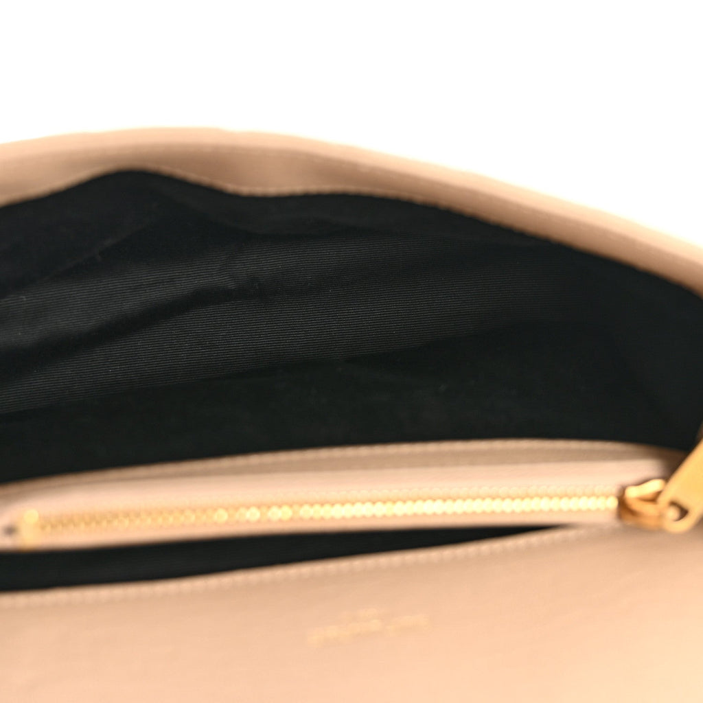 Sheepskin Matelasse Chevron Monogram Medium College Bag Dark Beige