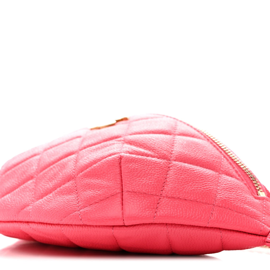 Caviar Quilted Sweetheart Belt Bag Fuchsia