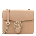 Dollar Calfskin Small Interlocking G Shoulder Bag Camelia