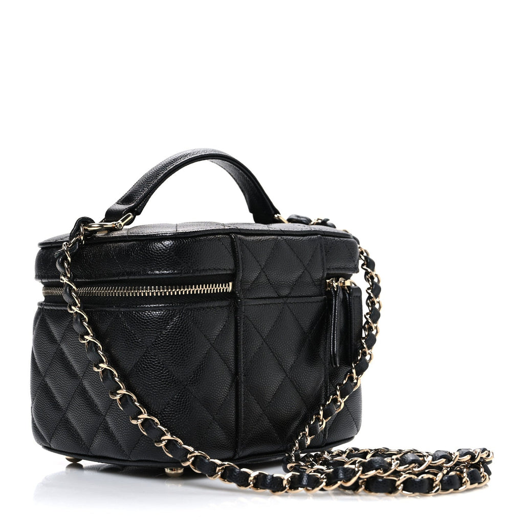 Caviar Quilted Small CC Vanity Case Black Black
