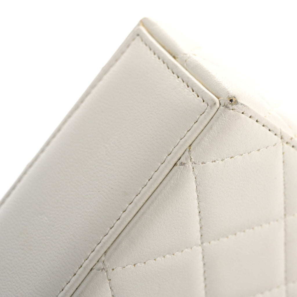 Lambskin Quilted Small Box With Chain White