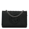Sakai Be Green Calfskin Diagonal Stitched Blondie Wallet on Chain Black