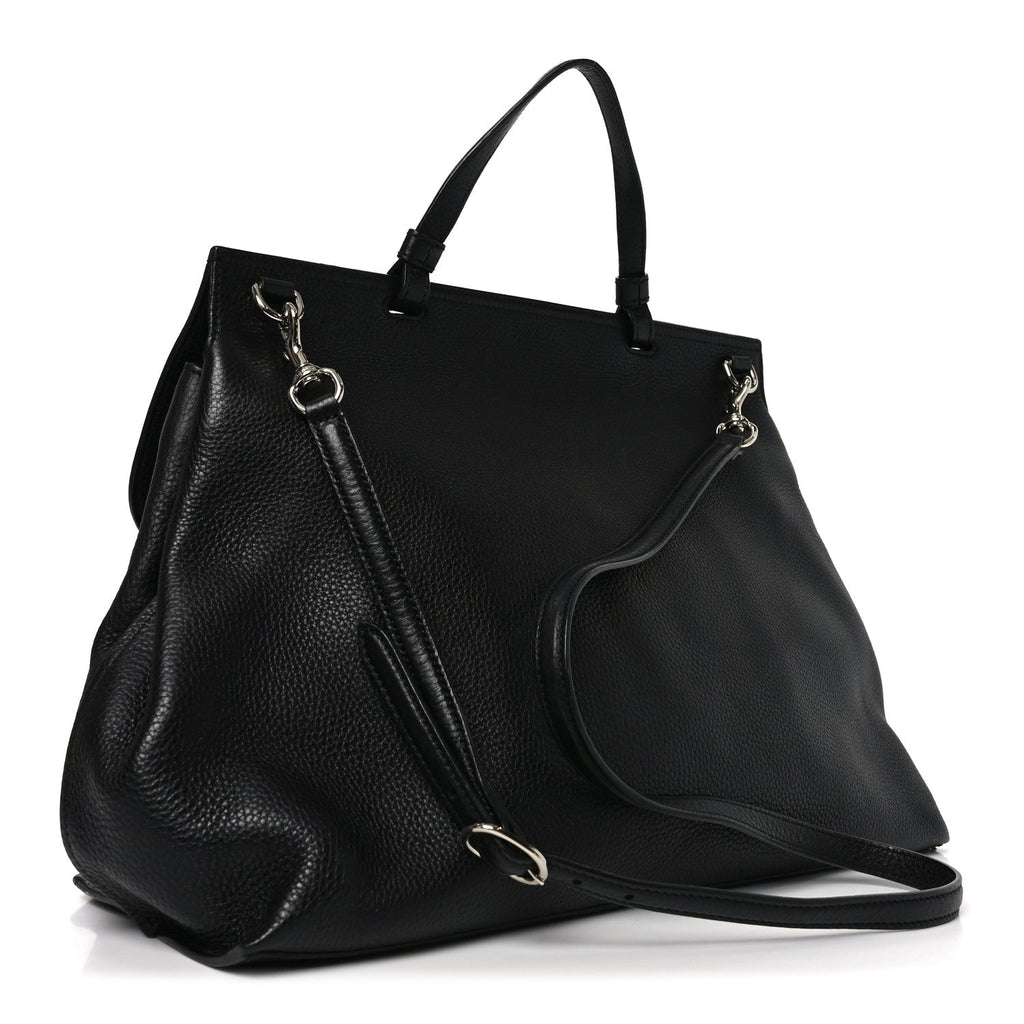 Cellarius Calfskin Large Bamboo Daily Top Handle Bag Black