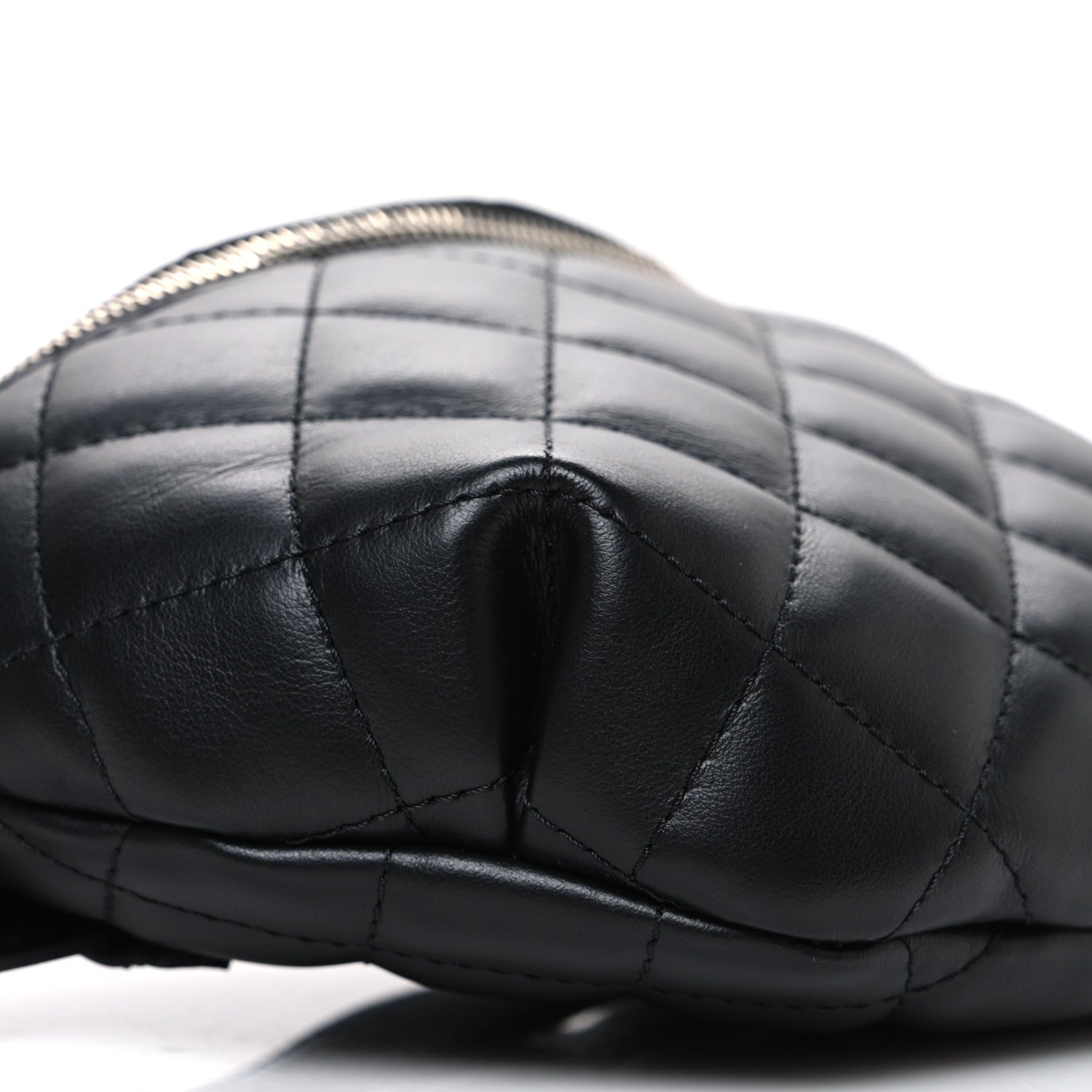 Lambskin Quilted Waist Belt Bag Black