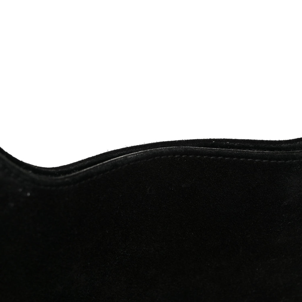 Suede Logo Shoulder Bag Black