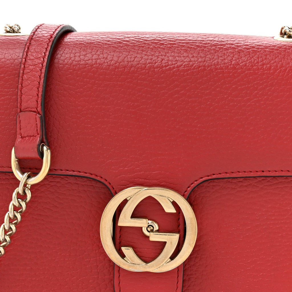 Dollar Calfskin Small Interlocking G Shoulder Bag Red