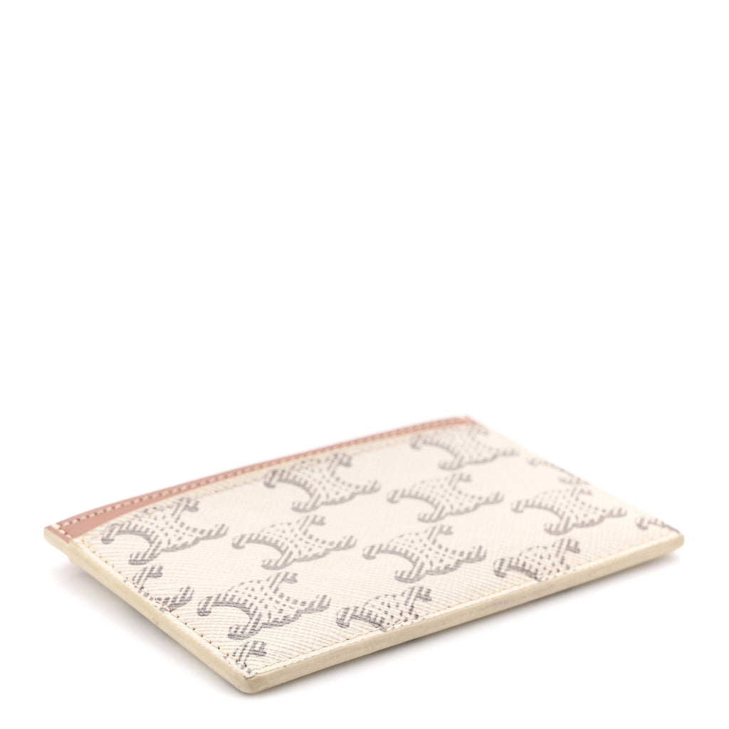 Triomphe Canvas Calfskin  Holder White Tan