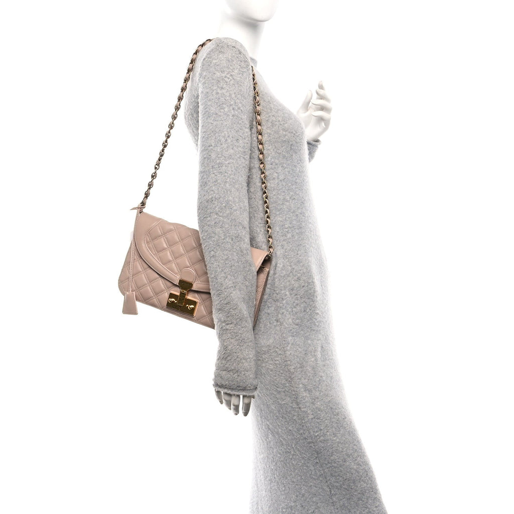 Lacquered Lambskin Baroque Single Flap Beige