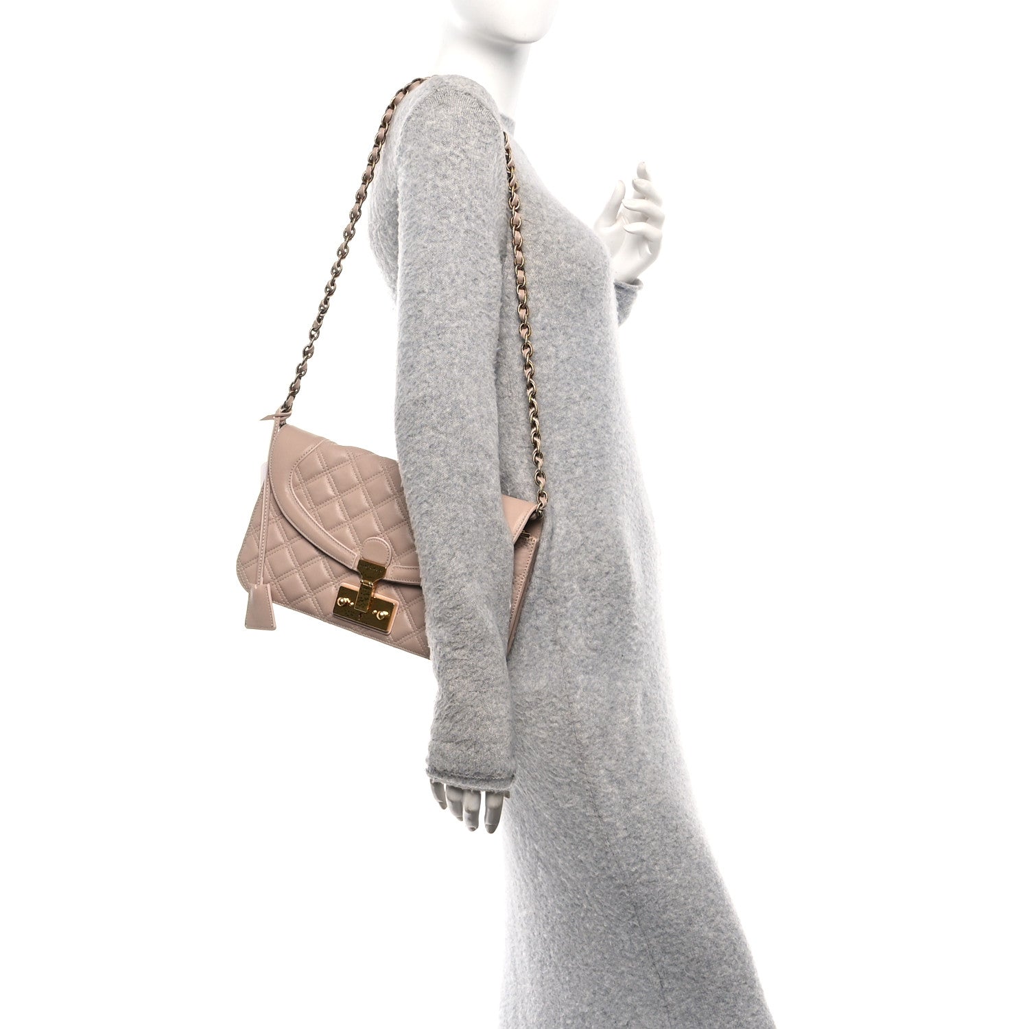 Lacquered Lambskin Baroque Single Flap Beige