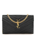 Grain De Poudre Matelasse Chevron Monogram Chain Wallet Black