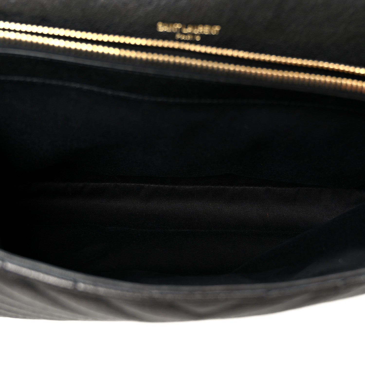 Sheepskin Matelasse Chevron Monogram Large College Satchel Black