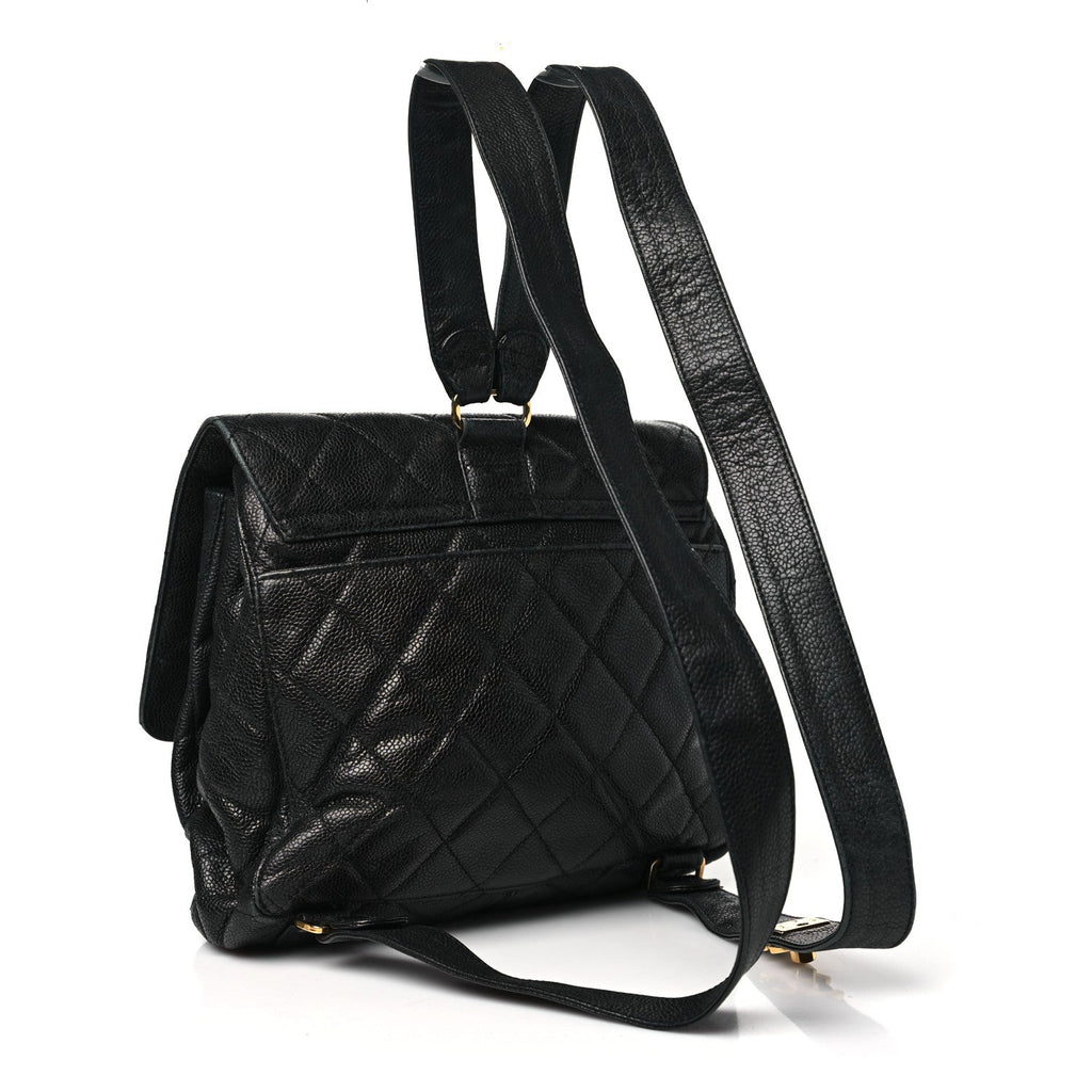 Caviar Quilted Backpack Black