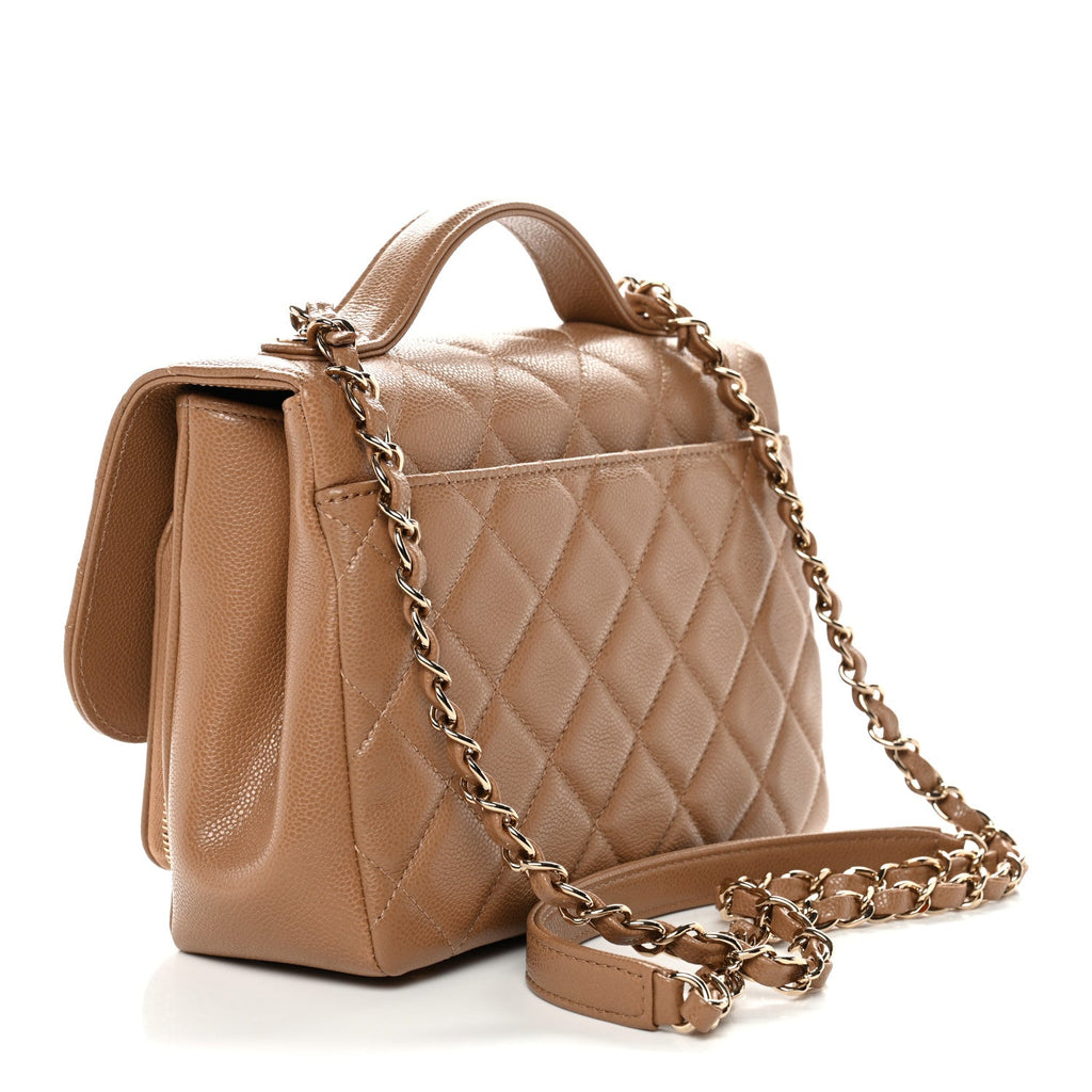 Caviar Quilted Medium Business Affinity Flap Beige