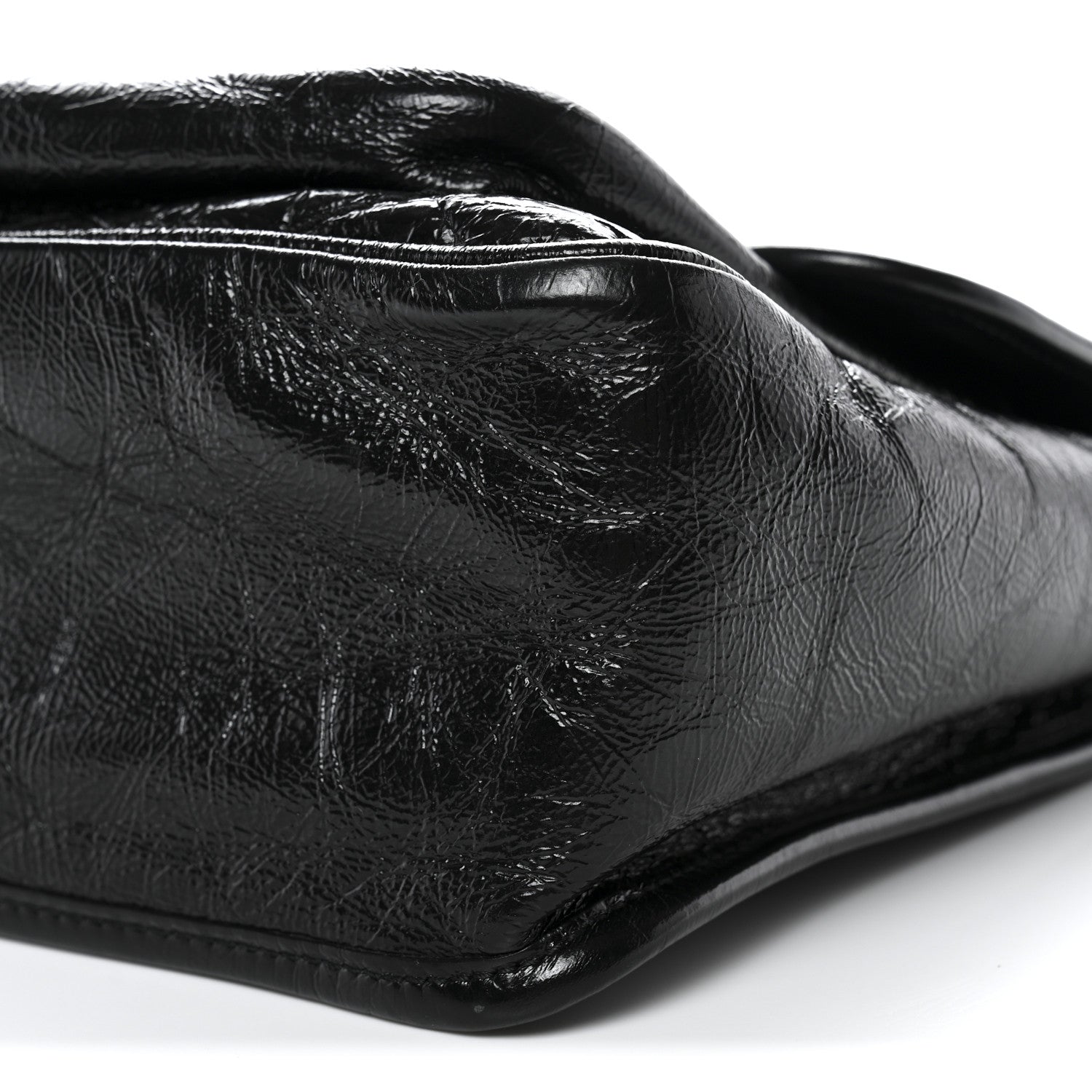 Crinkled Calfskin Matelasse Monogram Medium Niki Chain Satchel Black