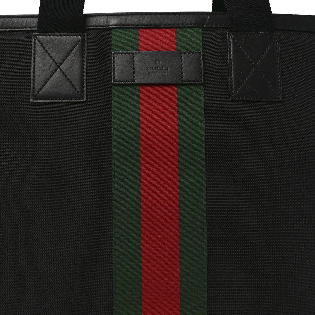 Techno Canvas Web Vertical Tote Black