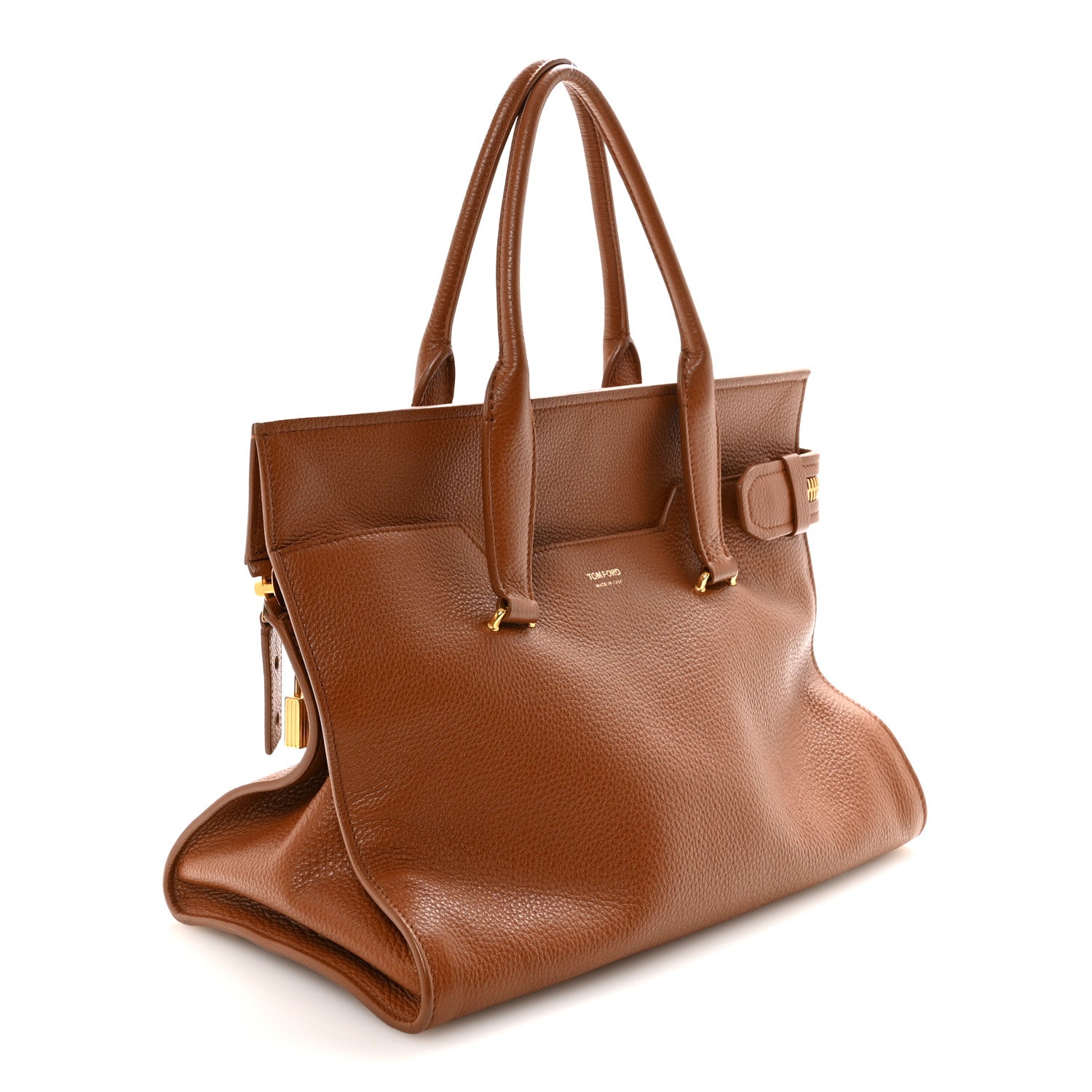 Grained Calfskin Tote Tobacco