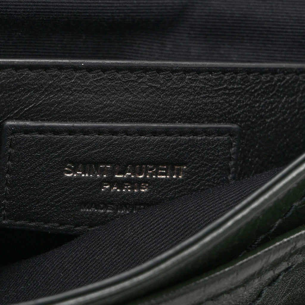 Crinkled Calfskin Matelasse Monogram Baby Niki Chain Satchel Dark Green