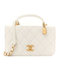 Caviar Quilted Mini Top Handle Flap White