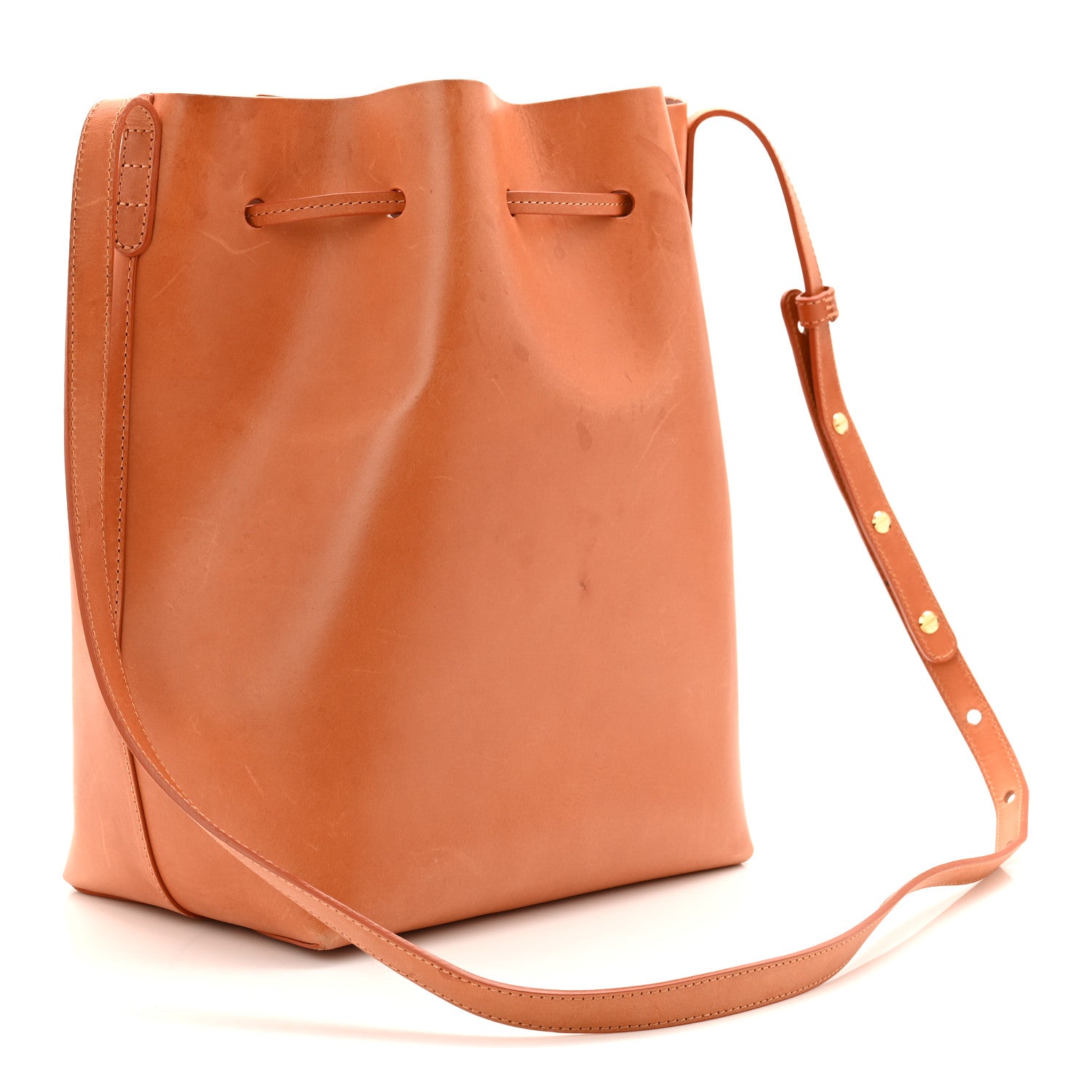 Vegetable Tanned Calfskin Bucket Bag Cammello Rosa