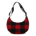Wool Tartan Medium Ava Triomphe Shoulder Bag Red Black