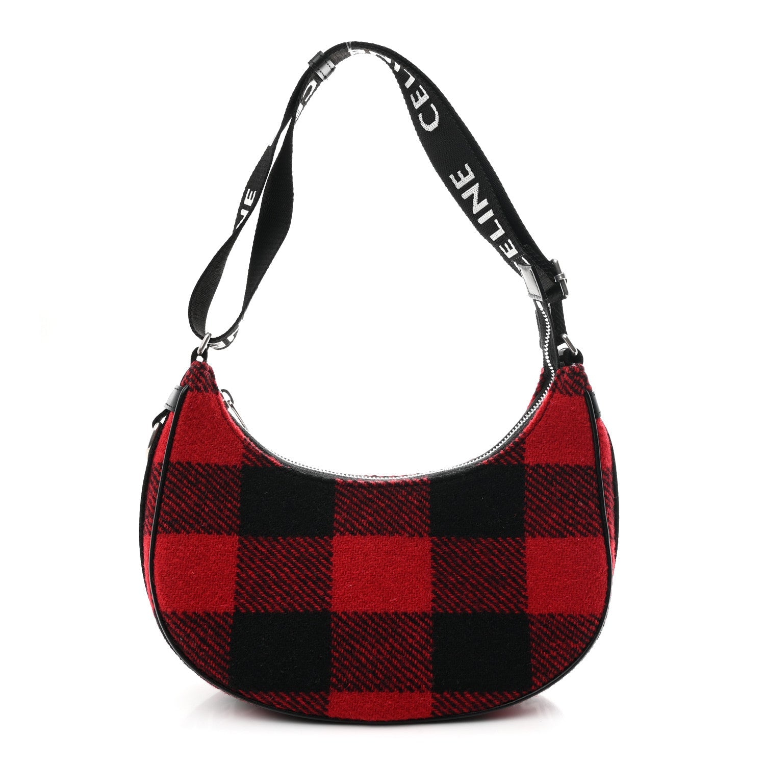 Wool Tartan Medium Ava Triomphe Shoulder Bag Red Black
