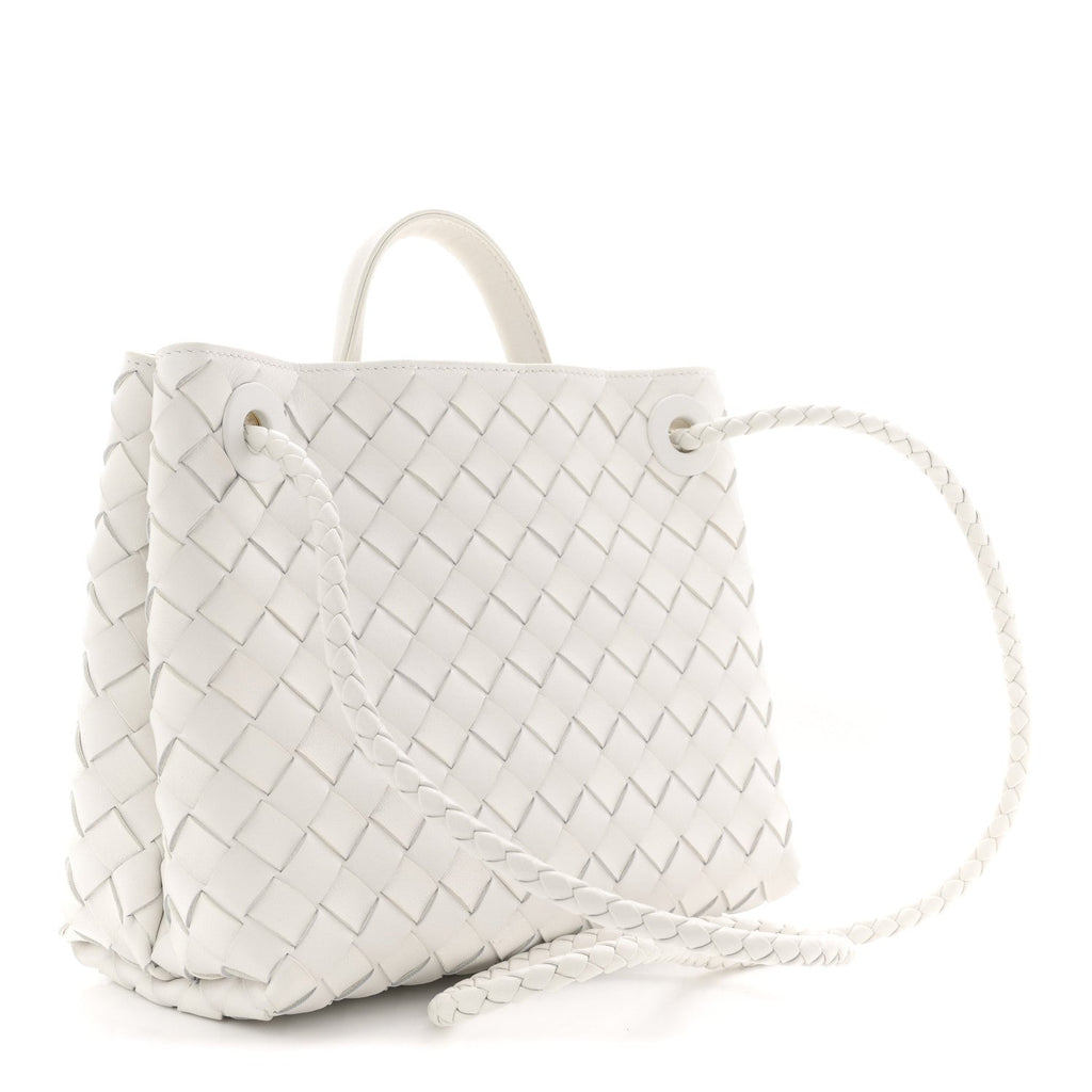 Nappa Intrecciato Small Andiamo Shoulder Bag White