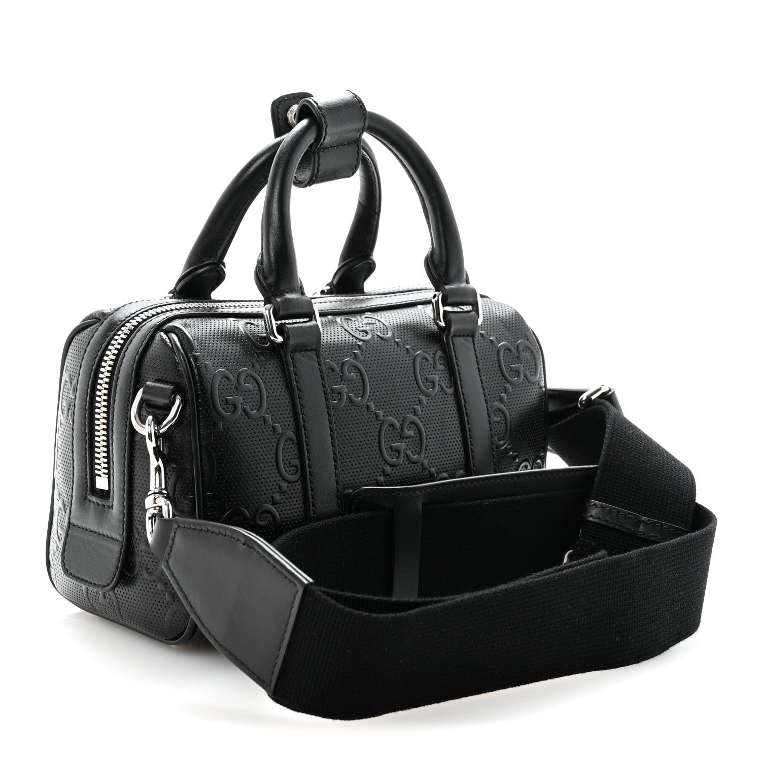 Calfskin GG Tennis Embossed Mini Duffle Bag Black