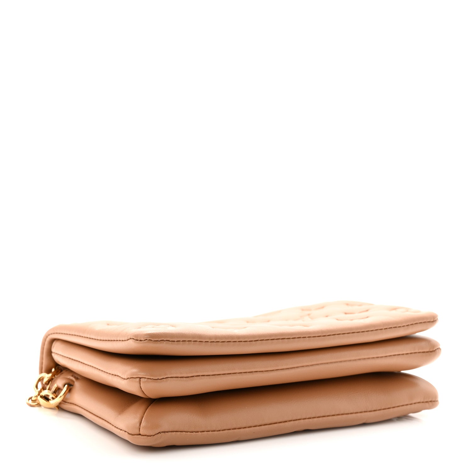 Lambskin Embossed Monogram Pochette Coussin Camel
