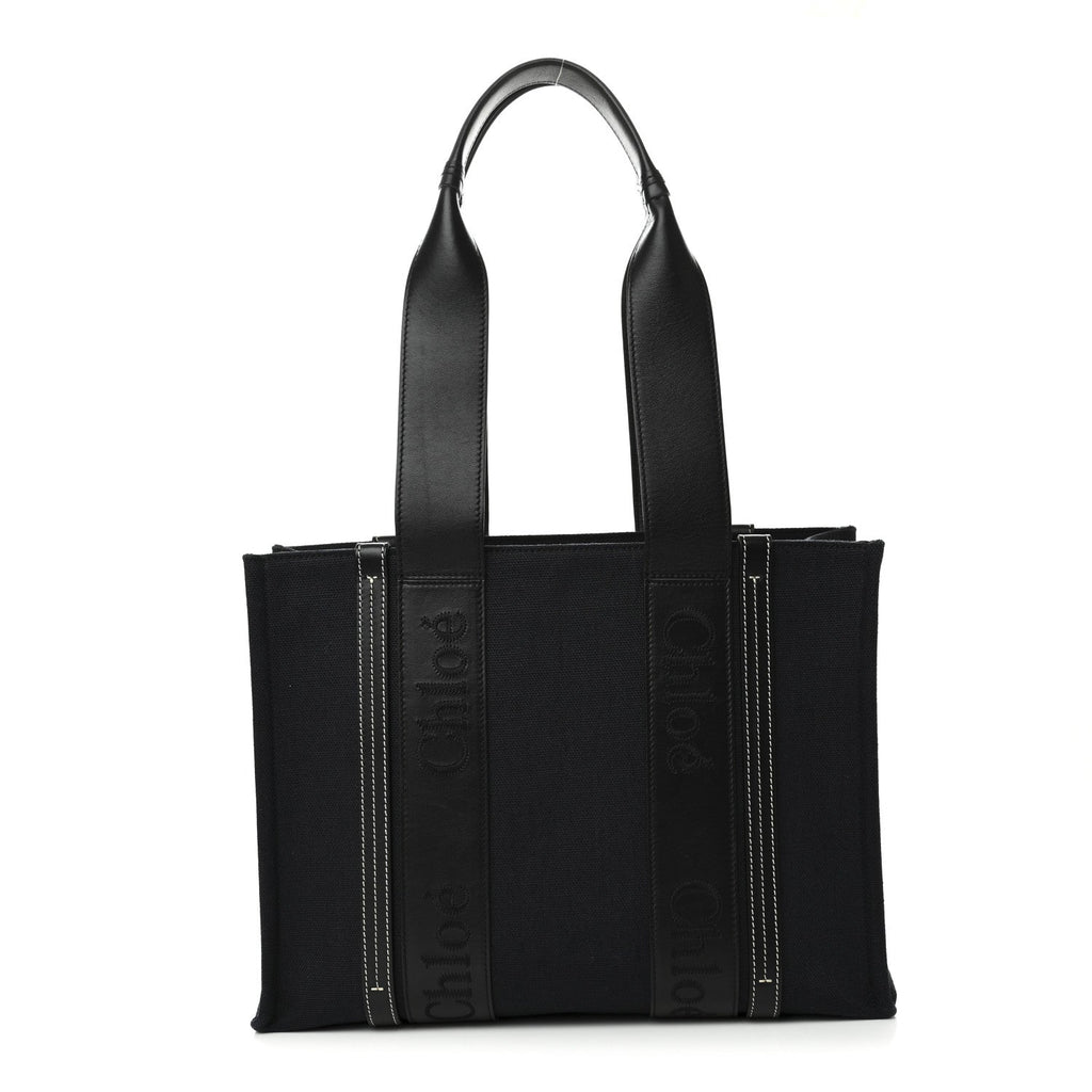 Calfskin Linen Medium Woody Tote Deep Denim