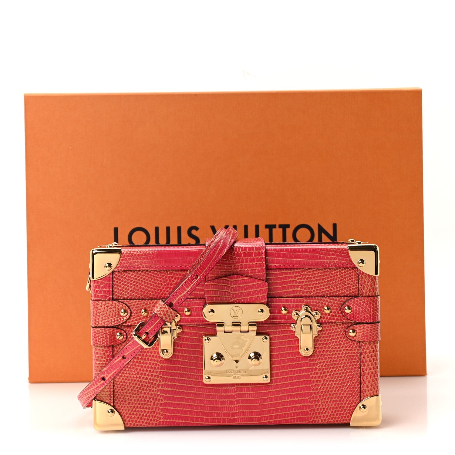 Metalic Lizard Petite Malle Pink