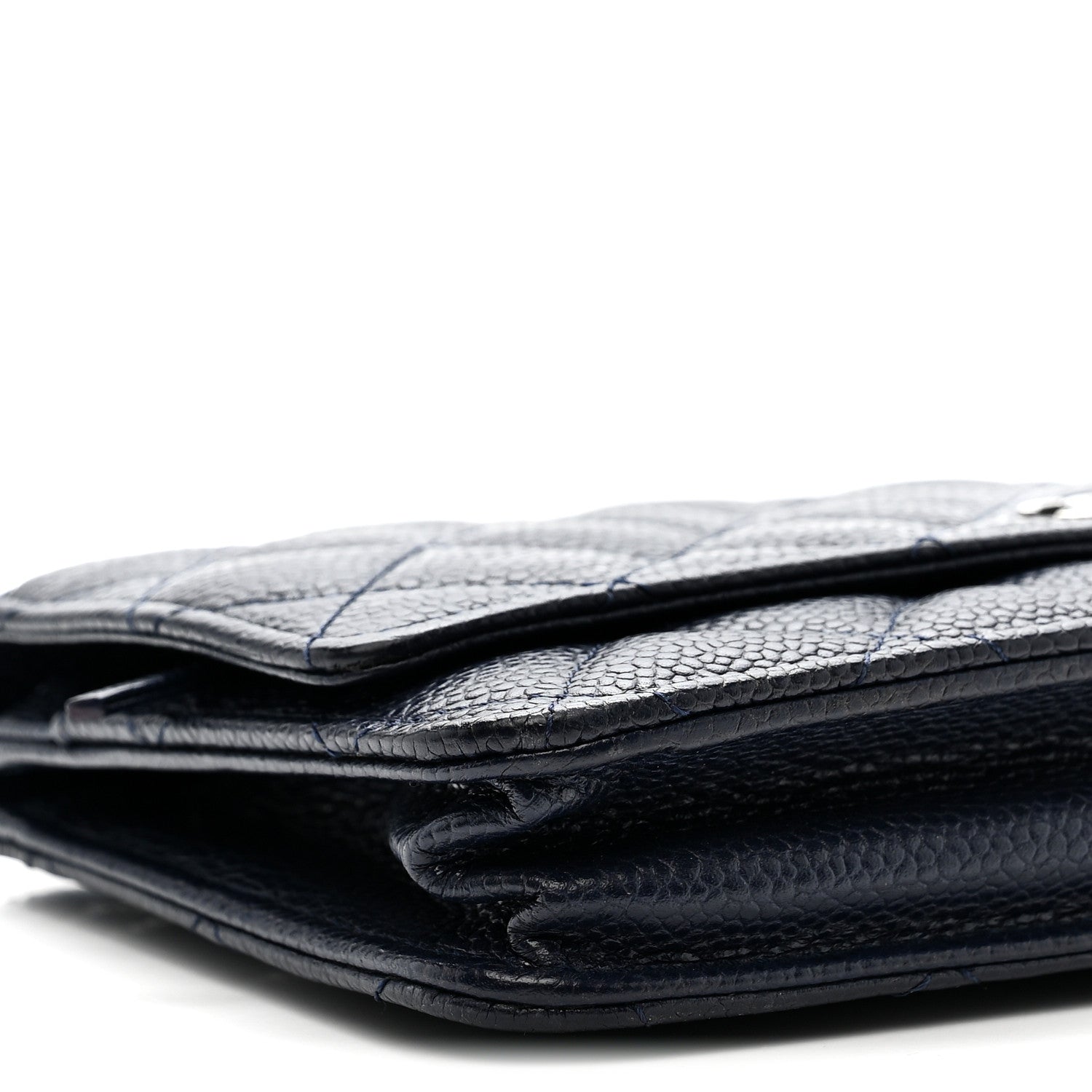 Caviar Quilted Wallet on Chain WOC Navy Blue