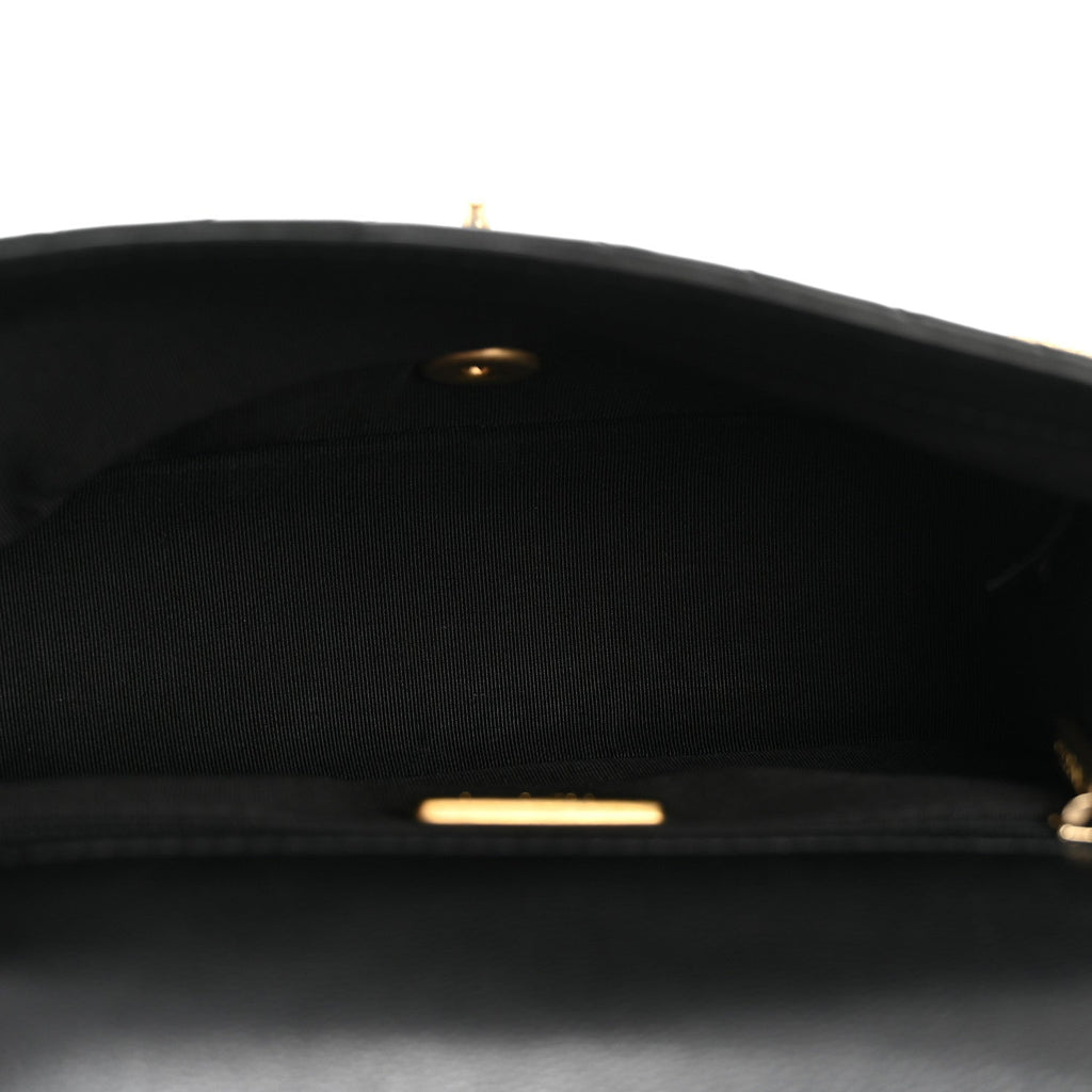 Calfskin Chevron Quilted Mini Rock The Corner Flap Black
