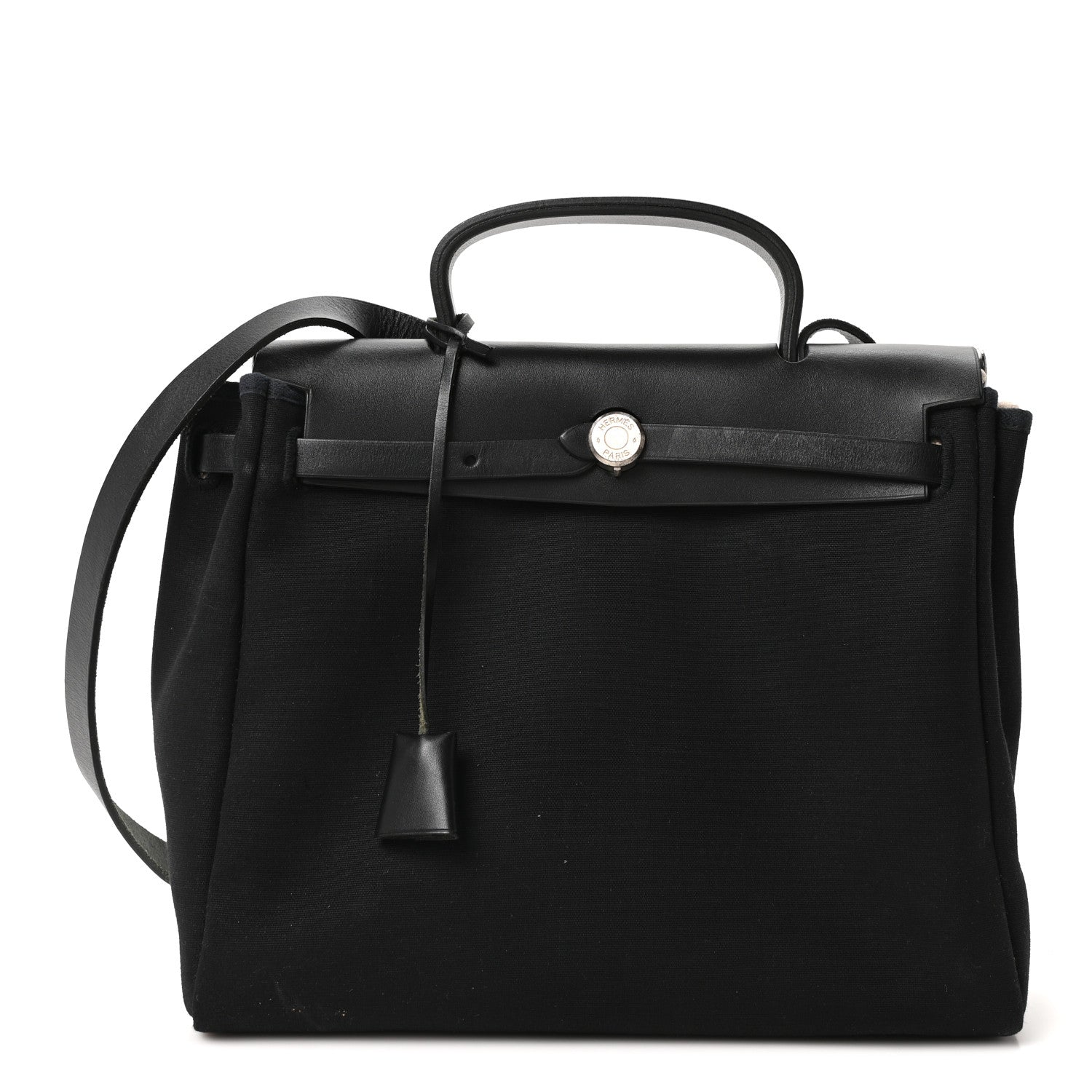 Toile Vache Calfskin Herbag 30 PM Ficelle Black