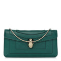 Calfskin Serpenti Forever Flap Clutch Emerald Green
