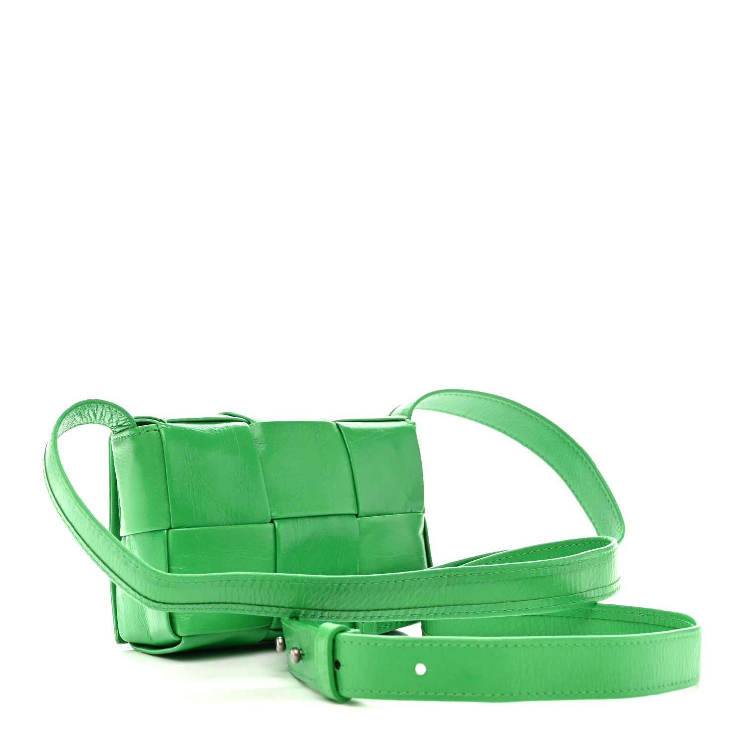 Crinkled Lambskin Maxi Intrecciato Extra Mini Cassette Crossbody Bag Parakeet