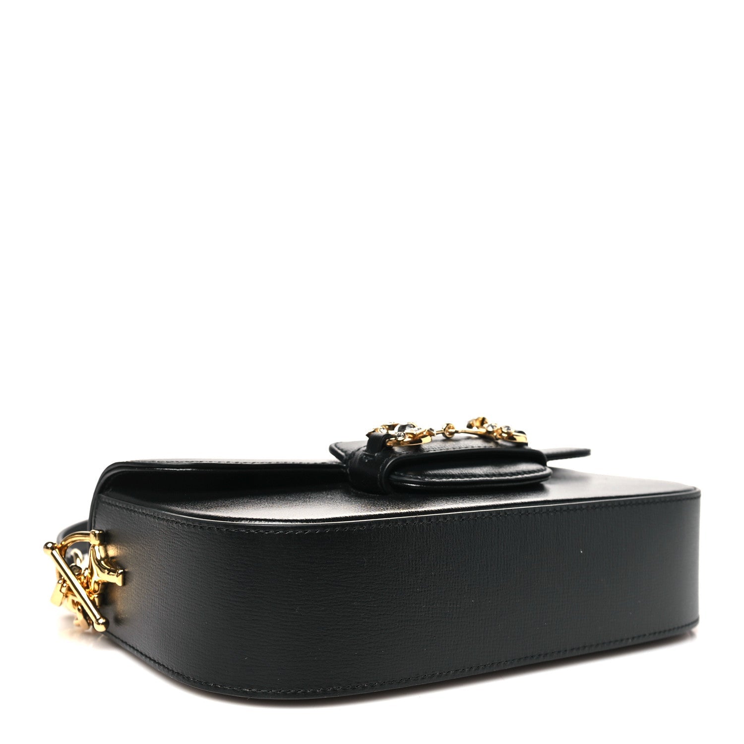 Azalea Calfskin Crystal Small Horsebit 1955 Bag Black