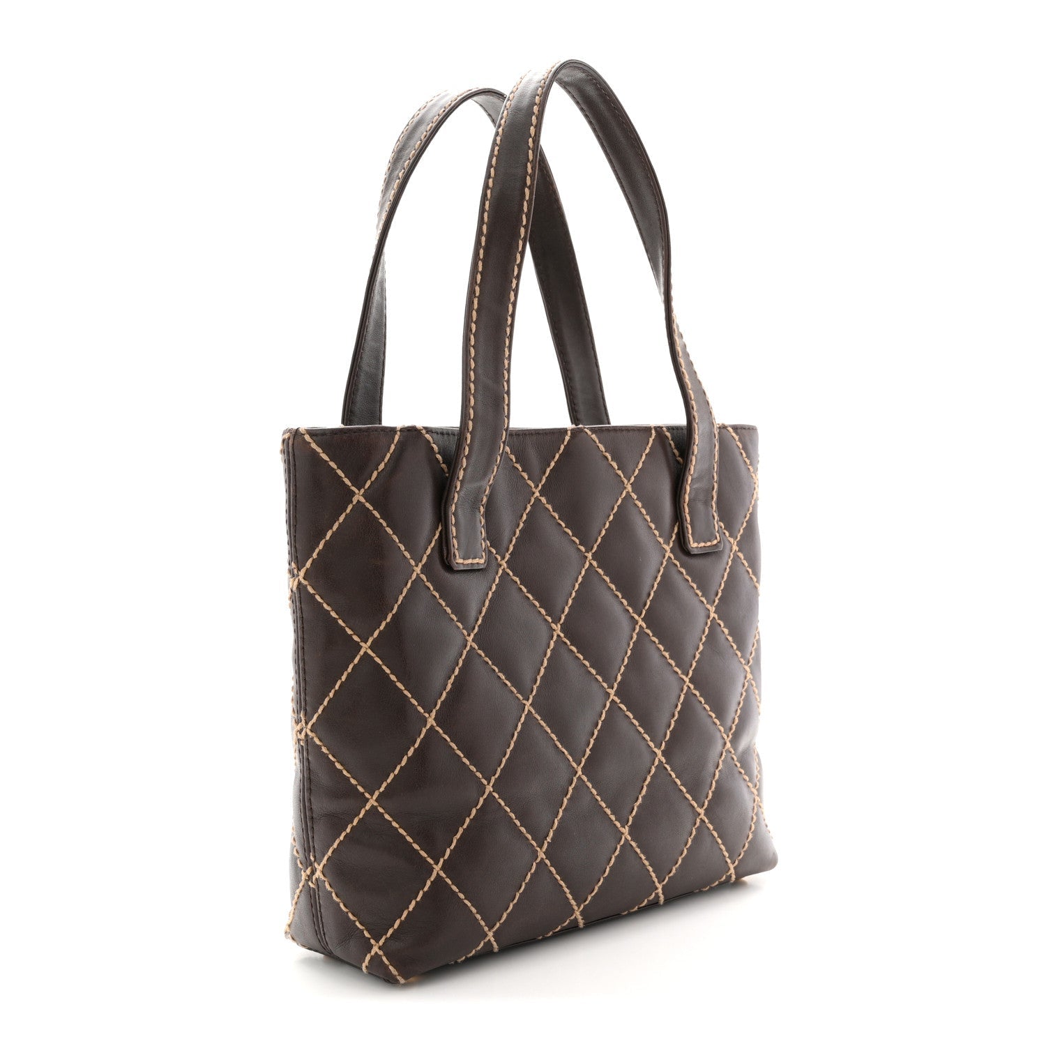 Calfskin Wild Stitch Tote Brown