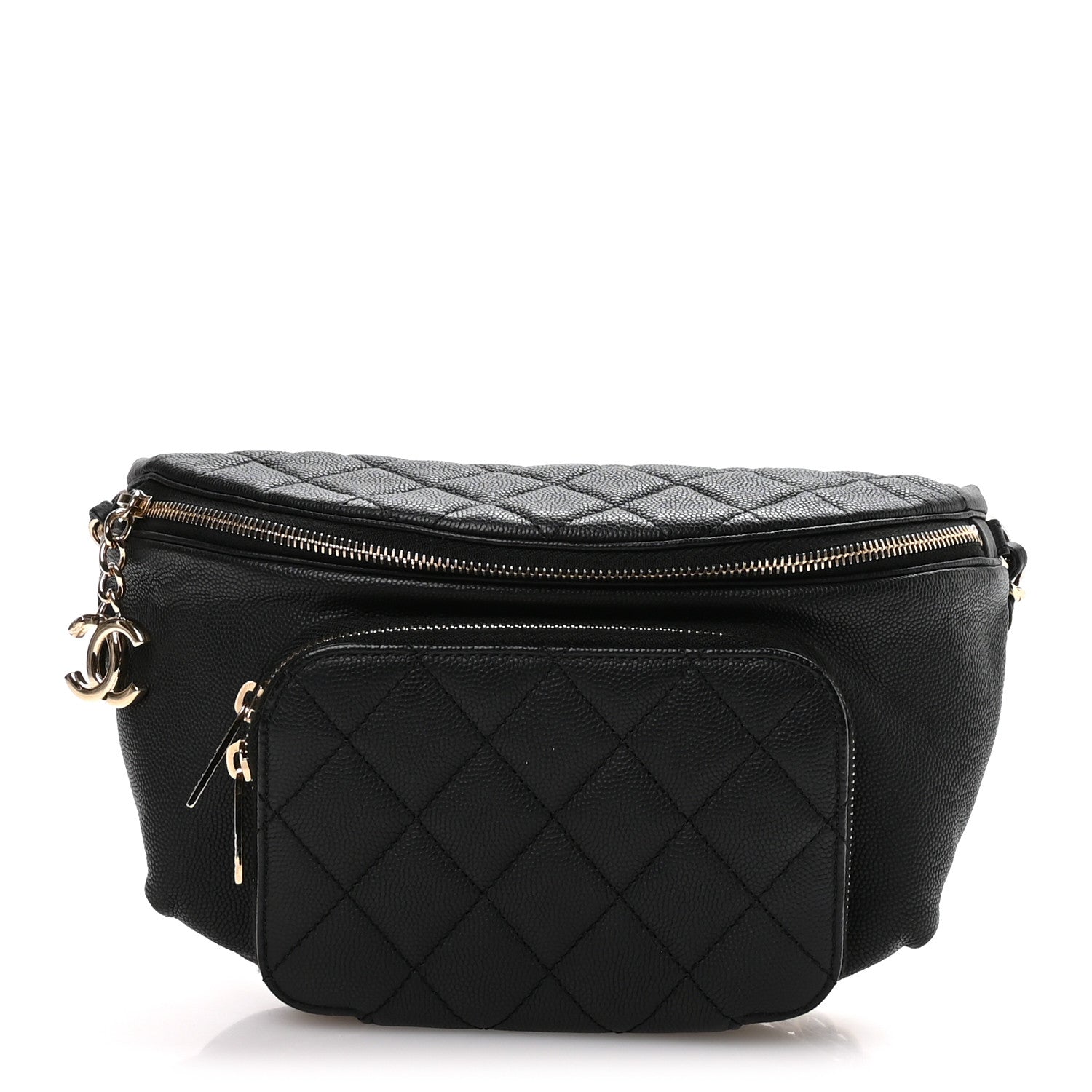 Caviar Quilted Business Affinity Waist Belt Bag Black
