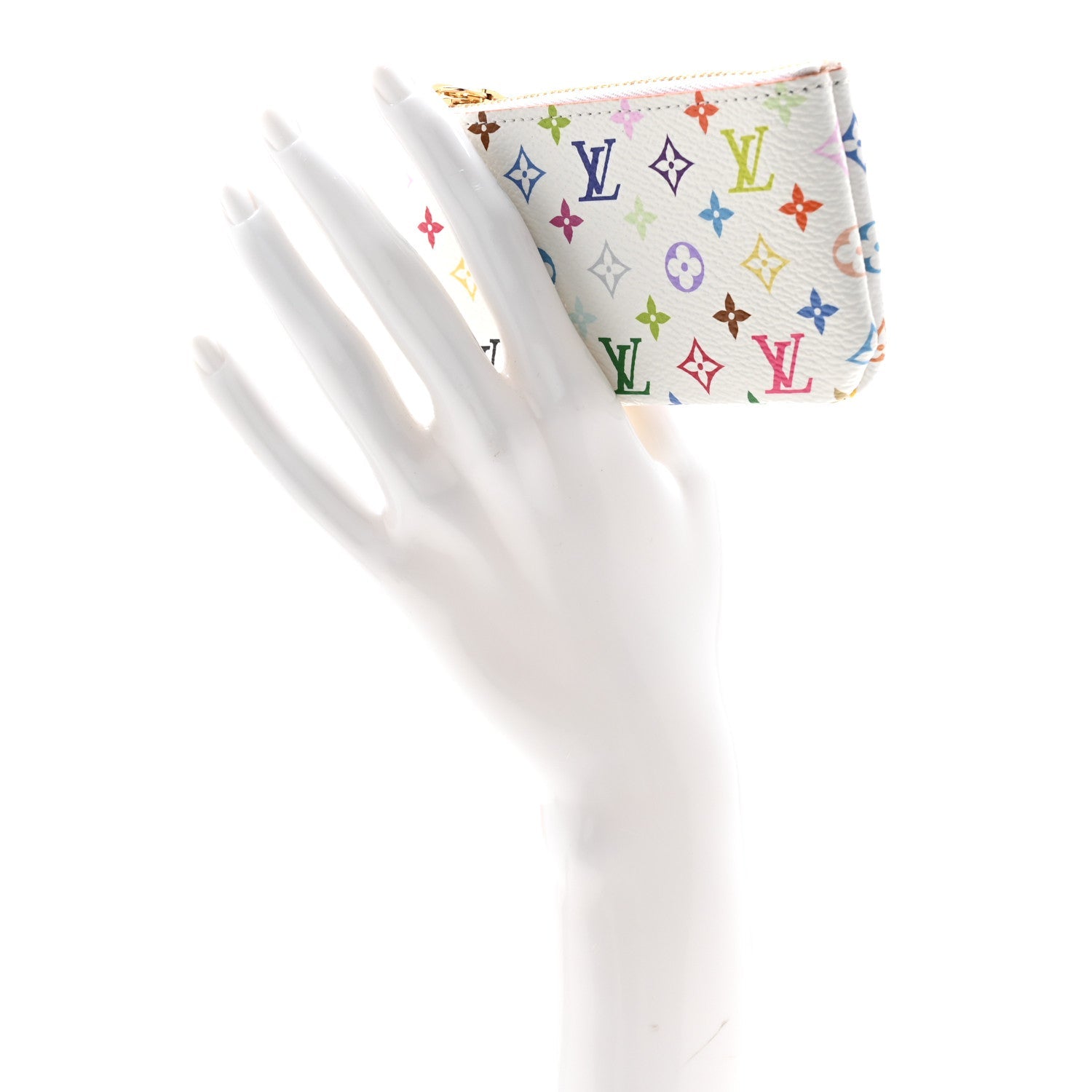LV X TM Monogram Multicolor Key Pouch White